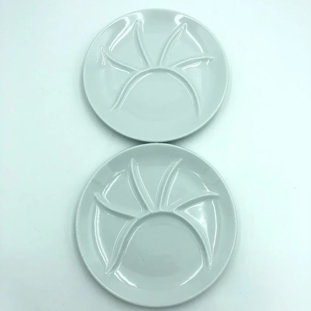 Pillivuyt France Porcelain White Divided Plates